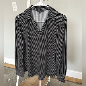 Adrianna Papell Black and White Pinstripe Blouse